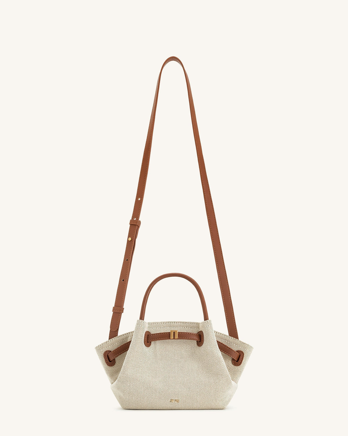 Melania | Mini Bolso Tote de Rafia con Herrajes Dorados