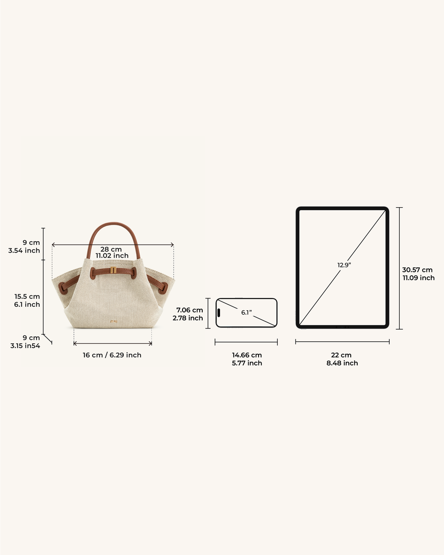 Melania | Mini Bolso Tote de Rafia con Herrajes Dorados
